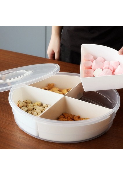 4 Bölmeli Sebze Tepsisi Kapaklı Snack Saklama Kabı Kapaklı Meyve Kasesi (Yurt Dışından) fırsatları
