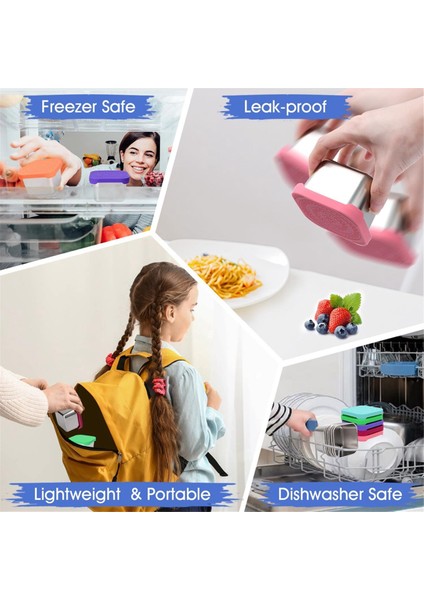 Paslanmaz Çelik Atıştırmalık Kapları, 6oz 304 Paslanmaz Çelik Metal Sos Gıda Saklama Kutusu Kapları Silikon Kapaklı (Yurt Dışından) fırsatları