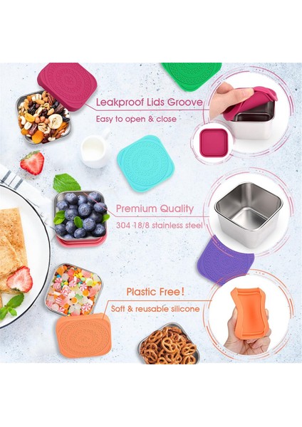 Paslanmaz Çelik Atıştırmalık Kapları, 6oz 304 Paslanmaz Çelik Metal Sos Gıda Saklama Kutusu Kapları Silikon Kapaklı (Yurt Dışından) indirimleri