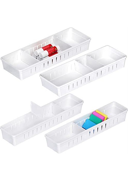 4 Paket Masa Çekmecesi Düzenleyici Tepsi, Plastik Ofis Çekmecesi Düzenleyici Seti Makyaj Düzenleyici Depolama Bölücüler (Yurt Dışından)
