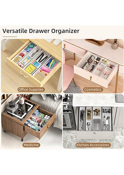 4 Paket Masa Çekmecesi Düzenleyici Tepsi, Plastik Ofis Çekmecesi Düzenleyici Seti Makyaj Düzenleyici Depolama Bölücüler (Yurt Dışından) modelleri