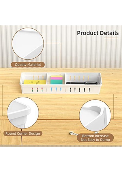 4 Paket Masa Çekmecesi Düzenleyici Tepsi, Plastik Ofis Çekmecesi Düzenleyici Seti Makyaj Düzenleyici Depolama Bölücüler (Yurt Dışından) fırsatları