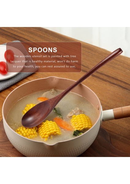 10 Adet Tahta Kaşık Çatal Seti Ahşap Gereçler Seti Yeniden Kullanılabilir Doğal Ahşap Sofra Takımı Pişirme Karıştırma Yeme Için Set (Yurt Dışından) modelleri