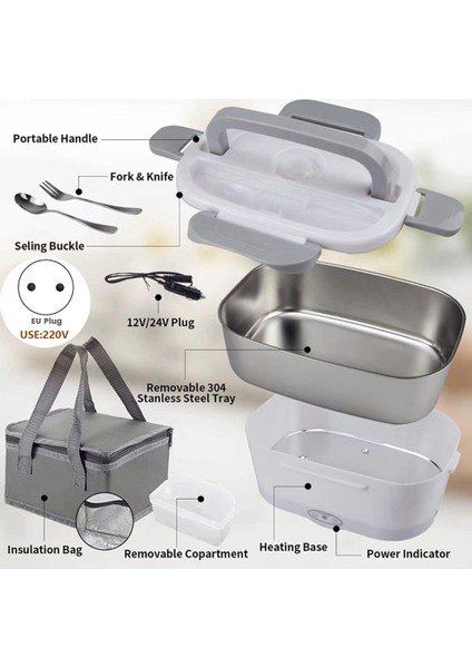 Elektrikli Öğle Yemeği Kutusu Gıda Isıtıcı, Isıtılabilir Öğle Yemeği Kutusu-Sızdırmaz, Ev ve Araba Için Taşınabilir Gıda Isıtıcı 220V/12V Ab Tak (Yurt Dışından) indirimleri