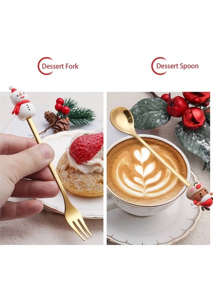 6 Parça Noel Çatal ve Kaşık Seti, Paslanmaz Çelik Sofra Takımı, Kahve Çay Tatlı Çatal ve Kaşık Seti (Yurt Dışından) fırsatları