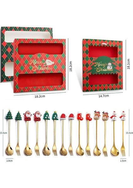6 Parça Noel Çatal ve Kaşık Seti, Paslanmaz Çelik Sofra Takımı, Kahve Çay Tatlı Çatal ve Kaşık Seti (Yurt Dışından) indirimleri