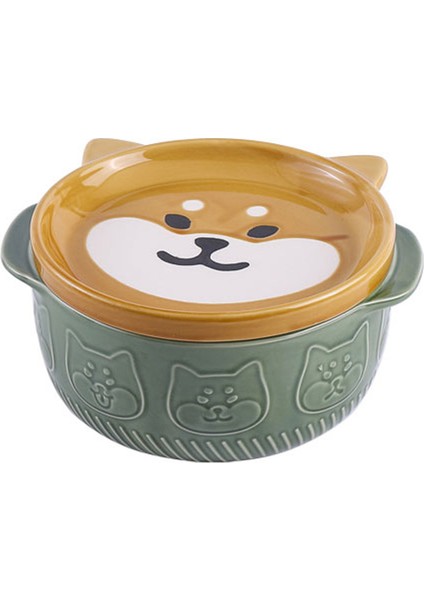 Karikatür Japon Seramik Kedi Köpek Erişte Kaseleri Kapaklı Sevimli Hayvan Çorba Salata Meyve Kase Mutfak Sofra Takımı A (Yurt Dışından)