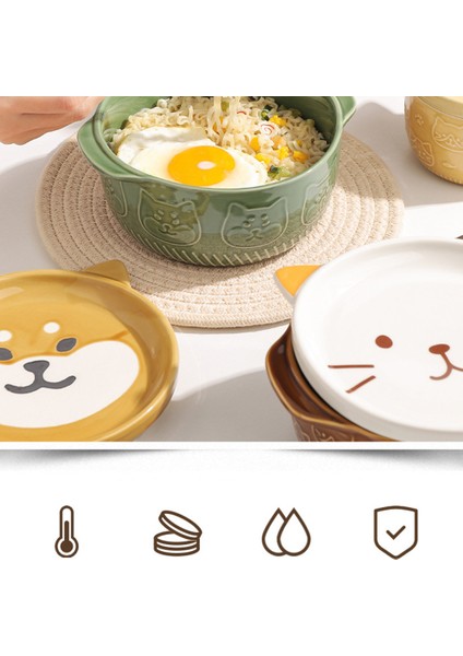 Karikatür Japon Seramik Kedi Köpek Erişte Kaseleri Kapaklı Sevimli Hayvan Çorba Salata Meyve Kase Mutfak Sofra Takımı A (Yurt Dışından) fiyatları