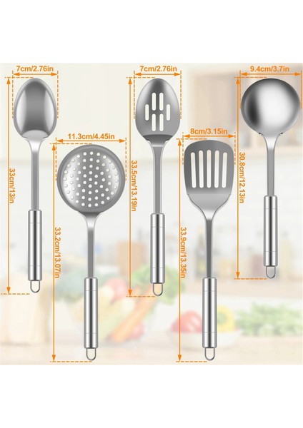 5 Adet Mutfak Pişirme Gereçleri Seti Paslanmaz Çelik Kürek Çorba Kaşığı Spatula Gereçleri Yemek Takımı Pişirme Araçları (Yurt Dışından) fiyatları