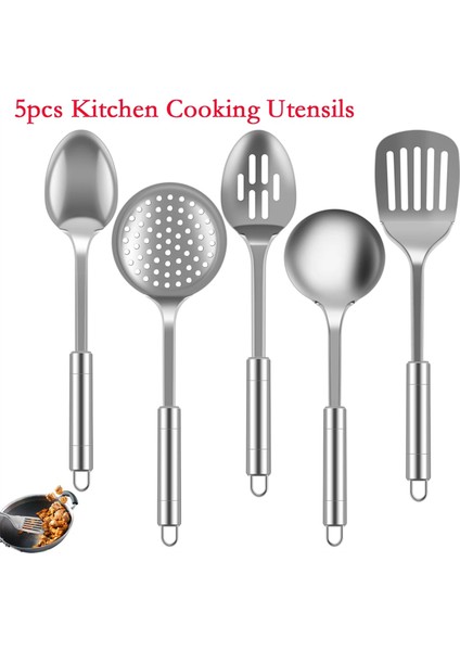 5 Adet Mutfak Pişirme Gereçleri Seti Paslanmaz Çelik Kürek Çorba Kaşığı Spatula Gereçleri Yemek Takımı Pişirme Araçları (Yurt Dışından) fırsatları