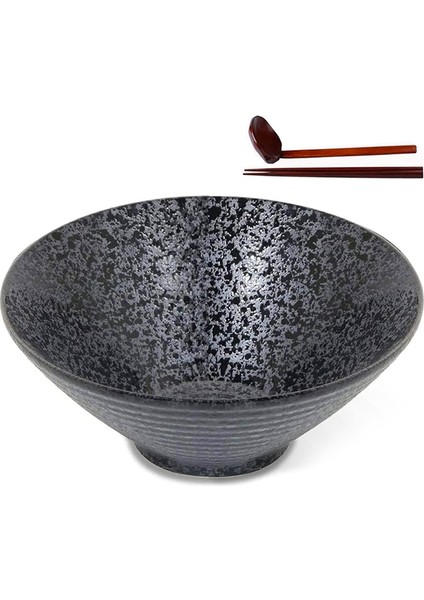 Seramik Japon Ramen Çorba Kasesi, Eşleşen Kaşık ve Çubuklarla, Udon, Soba'ya Uygun, Büyük Boy (Yurt Dışından)