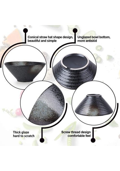 Seramik Japon Ramen Çorba Kasesi, Eşleşen Kaşık ve Çubuklarla, Udon, Soba'ya Uygun, Büyük Boy (Yurt Dışından) fırsatları