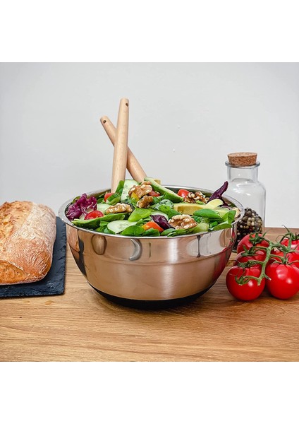 Paslanmaz Çelik Karıştırma Kaseleri Salata Kasesi Kaymaz Istiflenebilir Servis Kasesi Mutfak Pişirme Pişirme, Et Için Hava Geçirmez Kapaklı (Yurt Dışından) modelleri