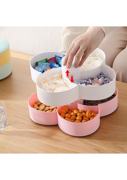 Şeker ve Fındık Kabı, 6 Bölmeli Yaprak Şeklinde Plastik Gıda Saklama Öğle Yemeği Çift Katlı Kapaklı Saklama Kutusu (Yurt Dışından) fiyatları