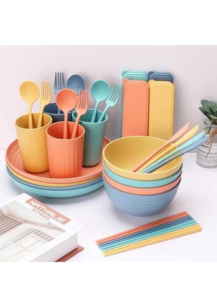 Tabak ve Kase Setleri, 32 Parça Buğday Samanı Yemek Takımı, Mutfak Yemek Takımı, Kamp Yeniden Kullanılabilir Tabak ve Kase Setleri-A (Yurt Dışından) fiyatları