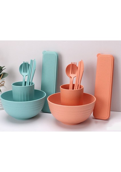 Tabak ve Kase Setleri, 32 Parça Buğday Samanı Yemek Takımı, Mutfak Yemek Takımı, Kamp Yeniden Kullanılabilir Tabak ve Kase Setleri-A (Yurt Dışından) modelleri