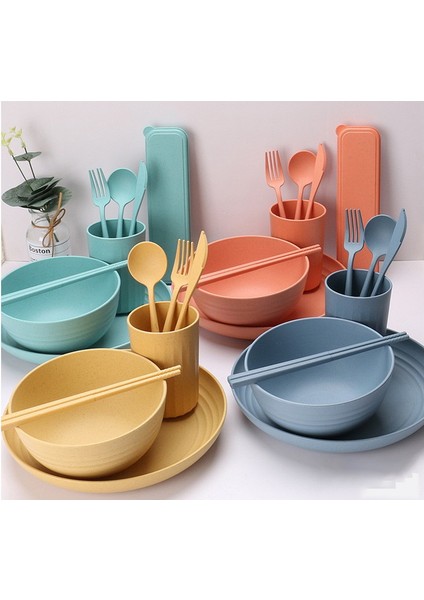 Tabak ve Kase Setleri, 32 Parça Buğday Samanı Yemek Takımı, Mutfak Yemek Takımı, Kamp Yeniden Kullanılabilir Tabak ve Kase Setleri-A (Yurt Dışından) fırsatları