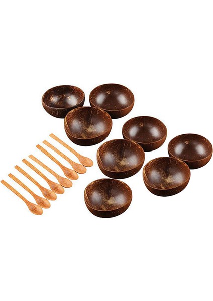 Hindistan Cevizi Kase Seti El Yapımı Hindistan Cevizi Kabuğu Sofra Takımı Ahşap Kaşık Tatlı Meyve Salatası Karıştırma Kabı Pirinç Ramen Kasesi 16 Adet (Yurt Dışından)