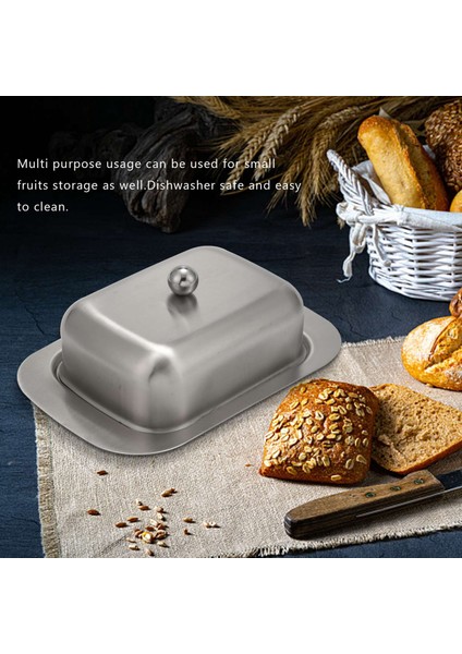 Paslanmaz Çelik Tereyağı Tabağı Kutu Konteyner Zarif Peynir Sunucusu Depolama Kaleci Tepsisi, Kolay Tutunabilen Kapaklı (Yurt Dışından) fırsatları