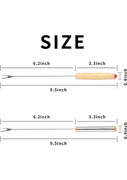 24 Paket Paslanmaz Çelik Fondü Çatalı, 12 Ahşap Sap ve 12 Paslanmaz Çelik Sap, Isıya Dayanıklı Smores Çubukları (Yurt Dışından) fiyatları