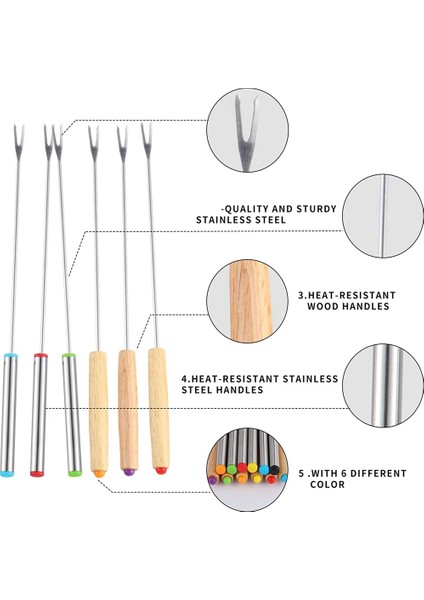 24 Paket Paslanmaz Çelik Fondü Çatalı, 12 Ahşap Sap ve 12 Paslanmaz Çelik Sap, Isıya Dayanıklı Smores Çubukları (Yurt Dışından) indirimleri