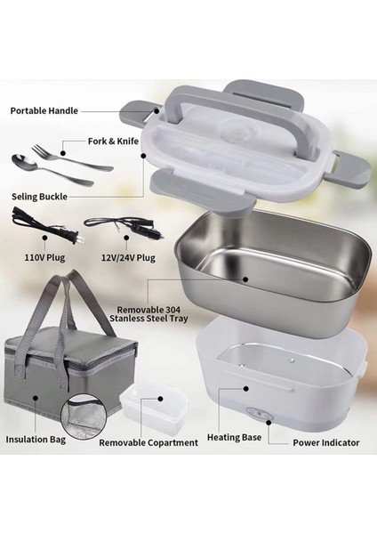 Elektrikli Öğle Yemeği Kutusu Gıda Isıtıcı, Isıtılabilir Öğle Yemeği Kutusu-Sızdırmaz, Ev ve Araba Için Taşınabilir Gıda Isıtıcı 110 V/12 V Abd Plug (Yurt Dışından) fırsatları