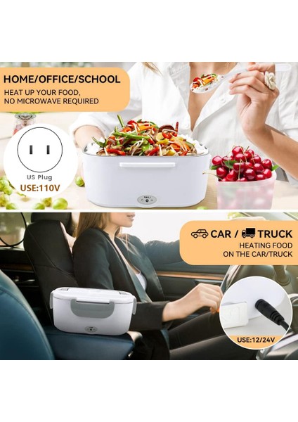 Elektrikli Öğle Yemeği Kutusu Gıda Isıtıcı, Isıtılabilir Öğle Yemeği Kutusu-Sızdırmaz, Ev ve Araba Için Taşınabilir Gıda Isıtıcı 110 V/12 V Abd Plug (Yurt Dışından) indirimleri