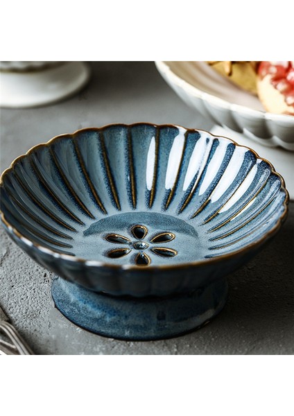 Seramik Ev Meyve Tabağı Meyve Tabağı Oturma Odası Mutfak Drenaj Sepeti Aperatif Hamur Tabağı Drenaj Mavi (Yurt Dışından) fiyatları