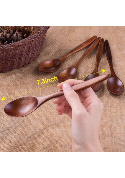 Tahta Kaşıklar, 10 Pcs Tahta Çorba Kaşık Seti, Uzun Saplı Doğal Ahşap Masa Kaşıkları Yemek Karıştırma Karıştırma Pişirme - 7,3 Inç (Yurt Dışından) fırsatları