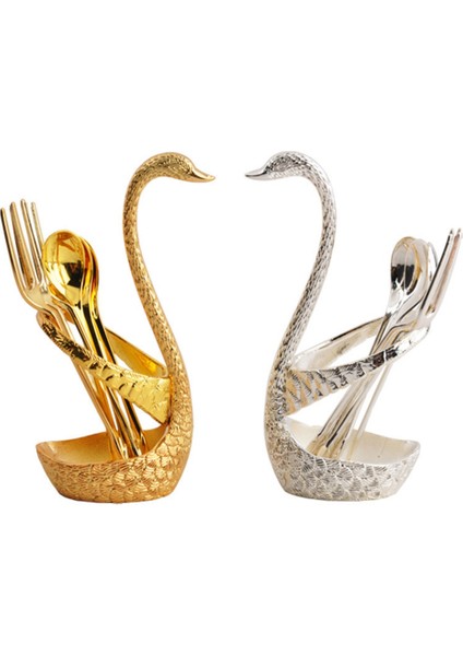 7 Adet Kuğu Tabanı Tutucu Yemek Takımı Seti Altın Kaşık Çatal Çatal Kahve Kek Meyve Salatası Tatlı Sofra Takımı Çay Kaşığı-C (Yurt Dışından) fırsatları
