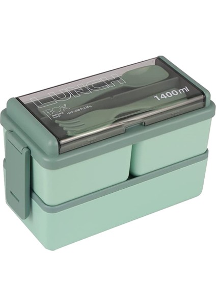 Bento Box Kiti, 47.35OZ Bento Box Yetişkin Öğle Yemeği Kutusu, 3 Bölmeli Bento Öğle Yemeği Kutusu, Yetişkinler Için Yemek Hazırlama Kapları Yeşil (Yurt Dışından)