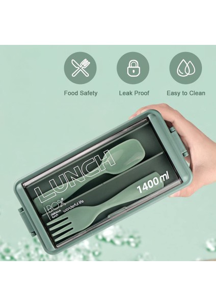 Bento Box Kiti, 47.35OZ Bento Box Yetişkin Öğle Yemeği Kutusu, 3 Bölmeli Bento Öğle Yemeği Kutusu, Yetişkinler Için Yemek Hazırlama Kapları Yeşil (Yurt Dışından) modelleri