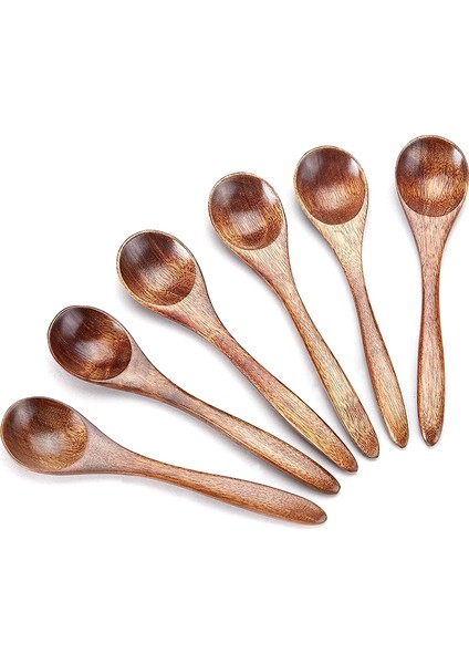 Küçük Tahta Kaşık, Yemek Pişirmek Için 6 Adet Ahşap Çay Kaşığı Küçük Çeşni Kaşığı, Günlük Kullanım Için Mini Ahşap Bal Kaşığı (Yurt Dışından)