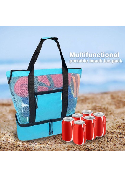 Saklama Çantası Piknik Plaj Çantası Çift Katmanlı Örgü Plaj Piknik Çantası Buz Torbası Yalıtım Çantası Siyah (Yurt Dışından) fırsatları