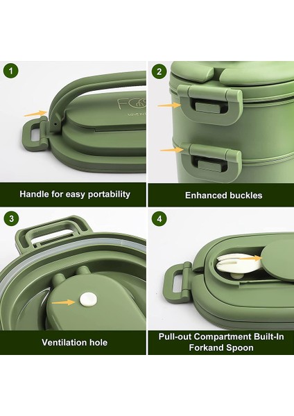 Öğle Yemeği Kutusu, Çocuklar Yetişkinler Için Sızdırmaz Bento Kutusu, Çatal Bıçak Takımı Bento Kutuları, Çocuk Erkek Kadın Yetişkinler Için Çalışma Okulları Yeşil (Yurt Dışından) fırsatları