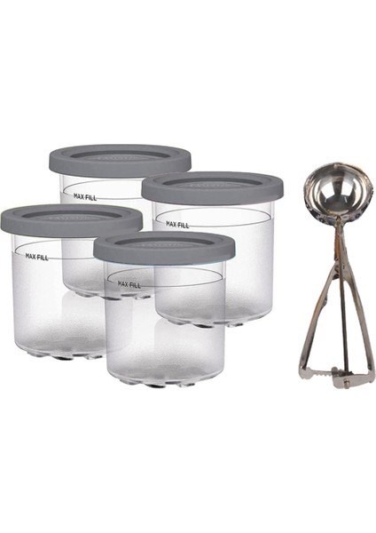 Ninja XSKPLID2CD Için, NC299AMZ ve NC300S Serisi Kremalı Dondurma Makineleri ile Uyumlu 1 Pint 4 Paket Gri (Yurt Dışından)