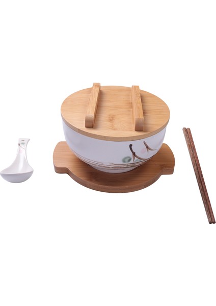 1000ML Seramik Erişte Kasesi Kaşık Kase Mat Kapaklı Anında Erişte Kasesi Kore Çorba Kasesi Pirinç Kasesi Çatal Bıçak Kaşık Seti Beyaz (Yurt Dışından) fiyatları