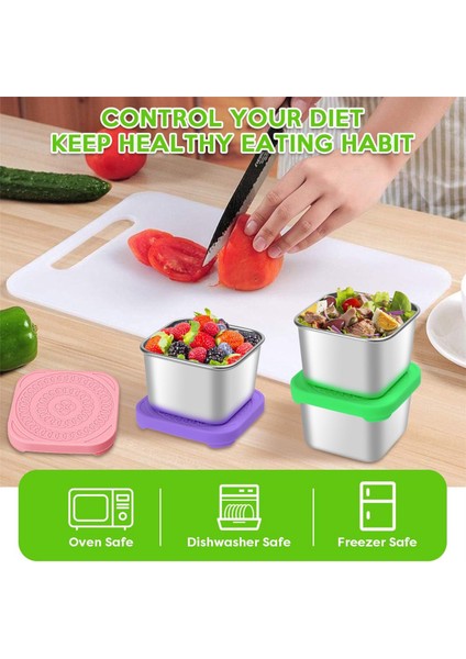 3 Adet 6 Oz Paslanmaz Çelik Atıştırmalık Kapları, Silikon Kapaklı Atıştırmalık Kabı, Sızdırmaz 304 Çelik Atıştırmalık Öğle Yemeği Kutusu (Yurt Dışından) fiyatları