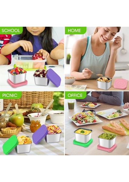 3 Adet 6 Oz Paslanmaz Çelik Atıştırmalık Kapları, Silikon Kapaklı Atıştırmalık Kabı, Sızdırmaz 304 Çelik Atıştırmalık Öğle Yemeği Kutusu (Yurt Dışından) indirimleri