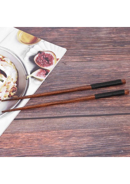 Çift Japon Doğal Ahşap Yemek Çubukları Değer Paketi Pişirme Sofra Theaceae Siyah (Yurt Dışından)