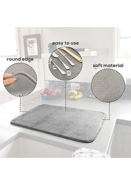 3 Paket Bulaşık Kurutma Mat, Emici Mikrofiber Bulaşıklar Damlalıklı Paspaslar Mutfak Tezgahı Boyutu 20X15 Inç, Bulaşık Kurutma Pedi (Yurt Dışından) fiyatları