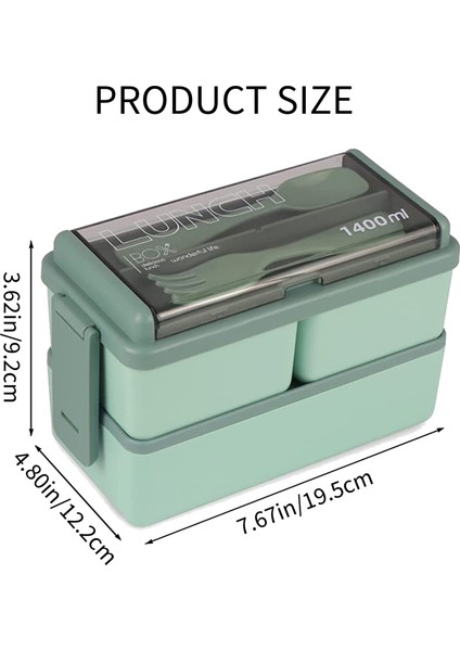 Bento Box Kiti, 47.35OZ Bento Box Yetişkin Öğle Yemeği Kutusu, 3 Bölmeli Bento Öğle Yemeği Kutusu, Yetişkinler Için Yemek Hazırlama Kapları Yeşil (Yurt Dışından) indirimleri