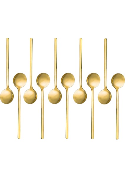 Paslanmaz Çelik 10 Adet Espresso Kaşığı Çay Kaşığı Kahve Şeker Tatlı Kek Dondurma Çorbası Meze (Altın) (Yurt Dışından)
