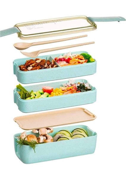 Japon Öğle Yemeği Kutusu Bento Kutusu, 3'ü 1 Arada Bölme, Buğday Samanı, Çevre Dostu Bento Öğle Yemeği Kutusu Yemek Hazırlama Kapları Bej (Yurt Dışından) fırsatları