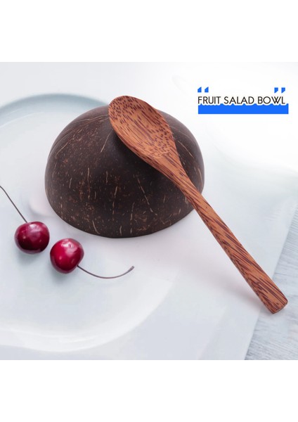 Hindistan Cevizi Kaseleri ve Kaşık Seti, Salata Smoothie Karıştırma Tatlı Meyve Dondurma Aperatif Kasesi Mutfak Için, Yemek 4 Set (Yurt Dışından) modelleri