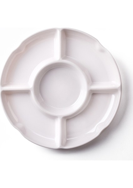 5 Kombine Yuvarlak Plastik Tepsi, Boyut: 13 Inç, Beyaz Plastik Bölme (Yurt Dışından)