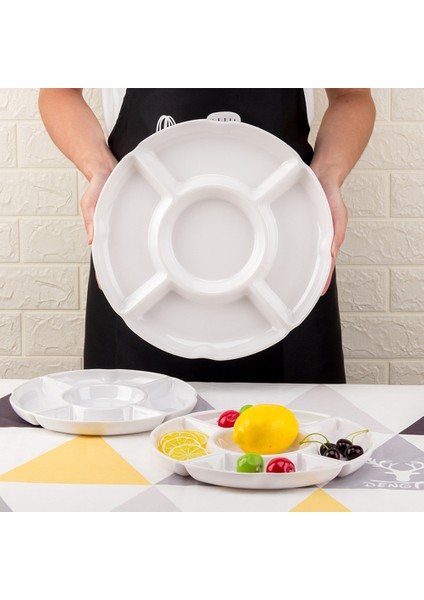 5 Kombine Yuvarlak Plastik Tepsi, Boyut: 13 Inç, Beyaz Plastik Bölme (Yurt Dışından) fırsatları