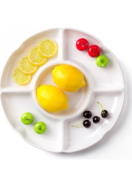 5 Kombine Yuvarlak Plastik Tepsi, Boyut: 13 Inç, Beyaz Plastik Bölme (Yurt Dışından) indirimleri