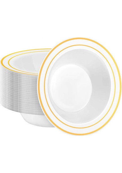 30 Paket Plastik Tek Kullanımlık Kaseler, Tatlılar Için Altın Kenarlı 12OZ Salata Kaseleri, Parti, Düğün, Catering Için Tahıl Kaseleri (Yurt Dışından)