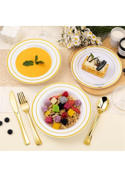 30 Paket Plastik Tek Kullanımlık Kaseler, Tatlılar Için Altın Kenarlı 12OZ Salata Kaseleri, Parti, Düğün, Catering Için Tahıl Kaseleri (Yurt Dışından) fiyatları